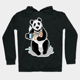 Panda Drinks Coffe And Reading Book Hoodie